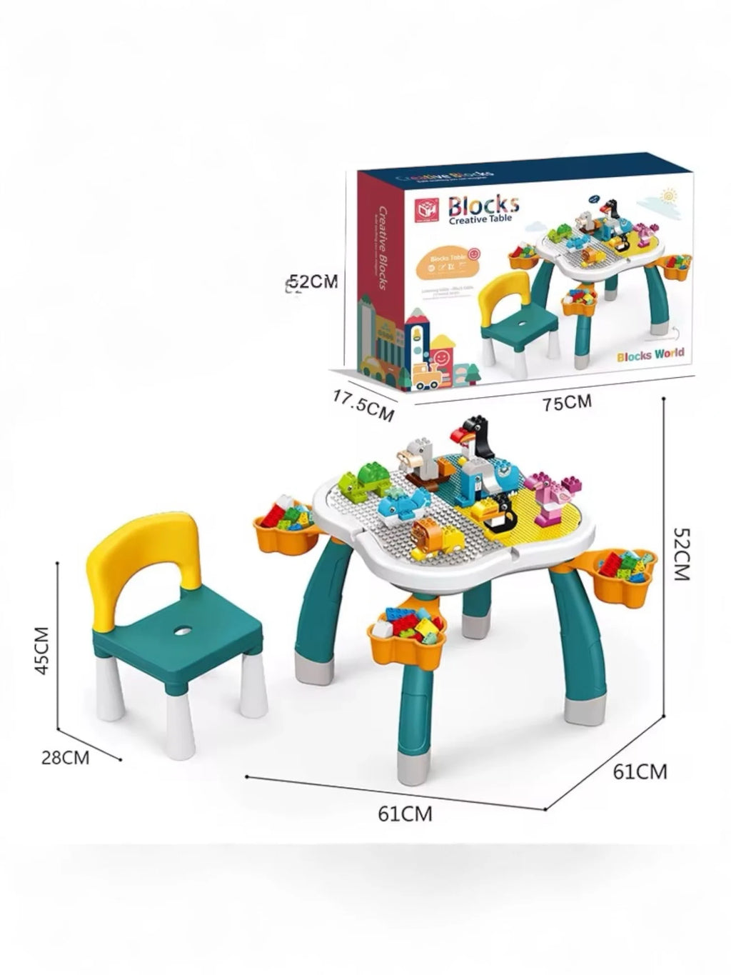 Kids Blocks Creative Table with Chair Tahito toys