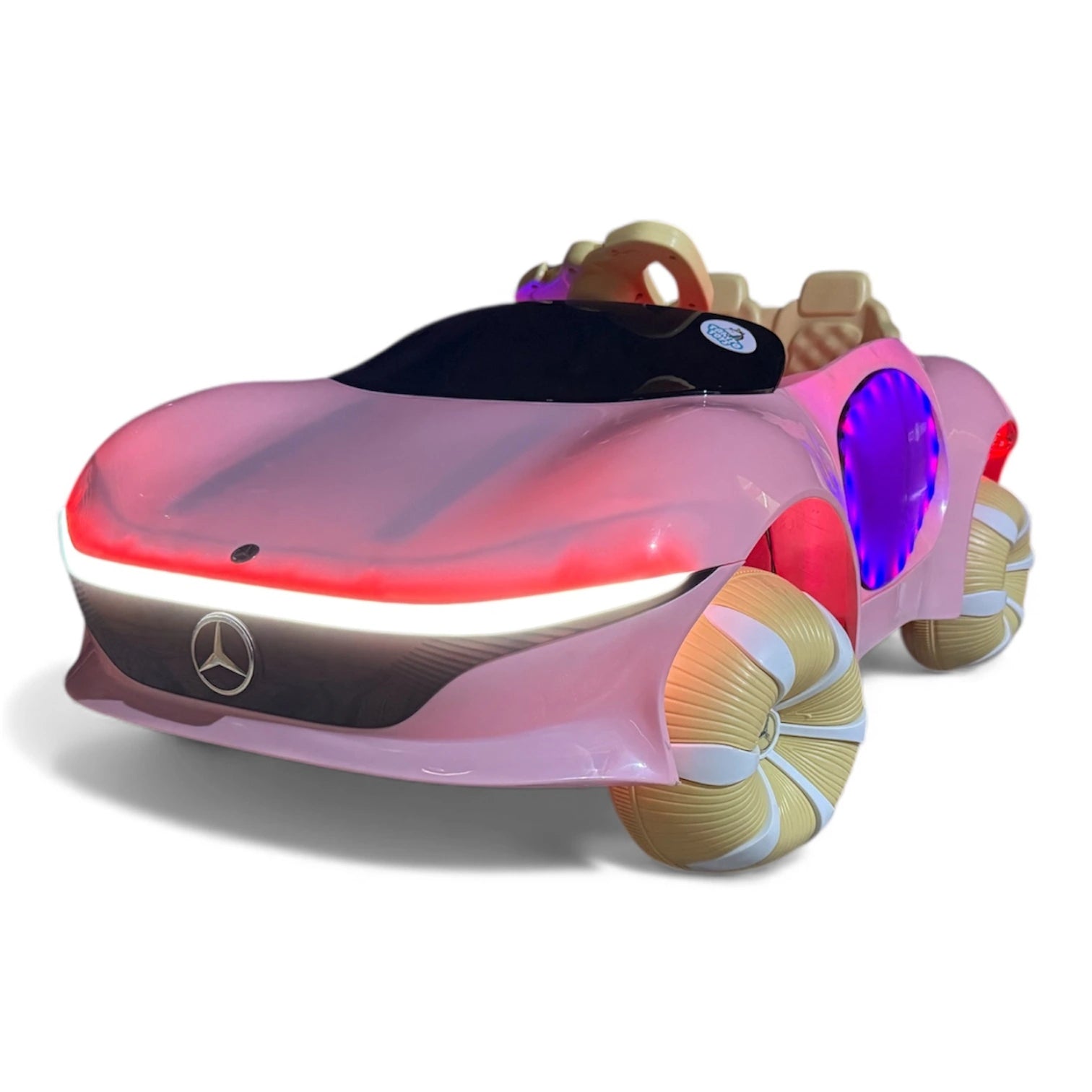 Tahito Toys Mercedes Smart car toy in bright colors, detailed plastic model for children, showcasing realistic design and features.