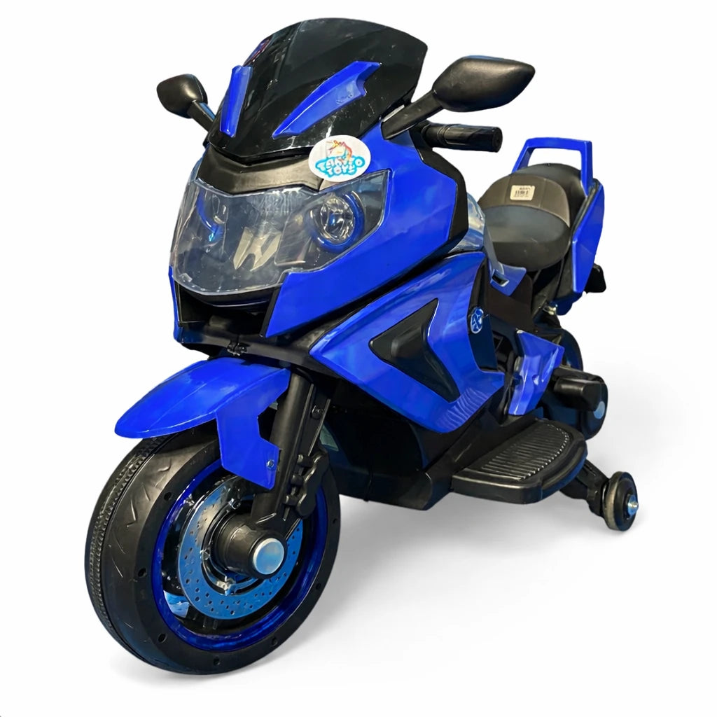 Tahito Toys BMW motorcycle with key, detailed miniature toy bike in black with silver accents, realistic design and accessories.