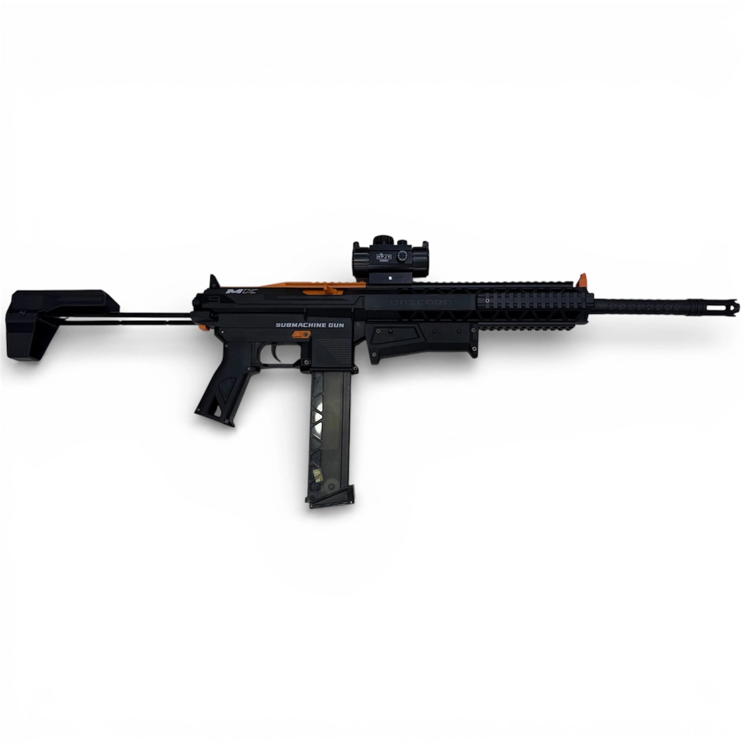 Tahito Toys MK Rifle Gel Blaster showing a realistic toy gel gun with vibrant colors and safety features.