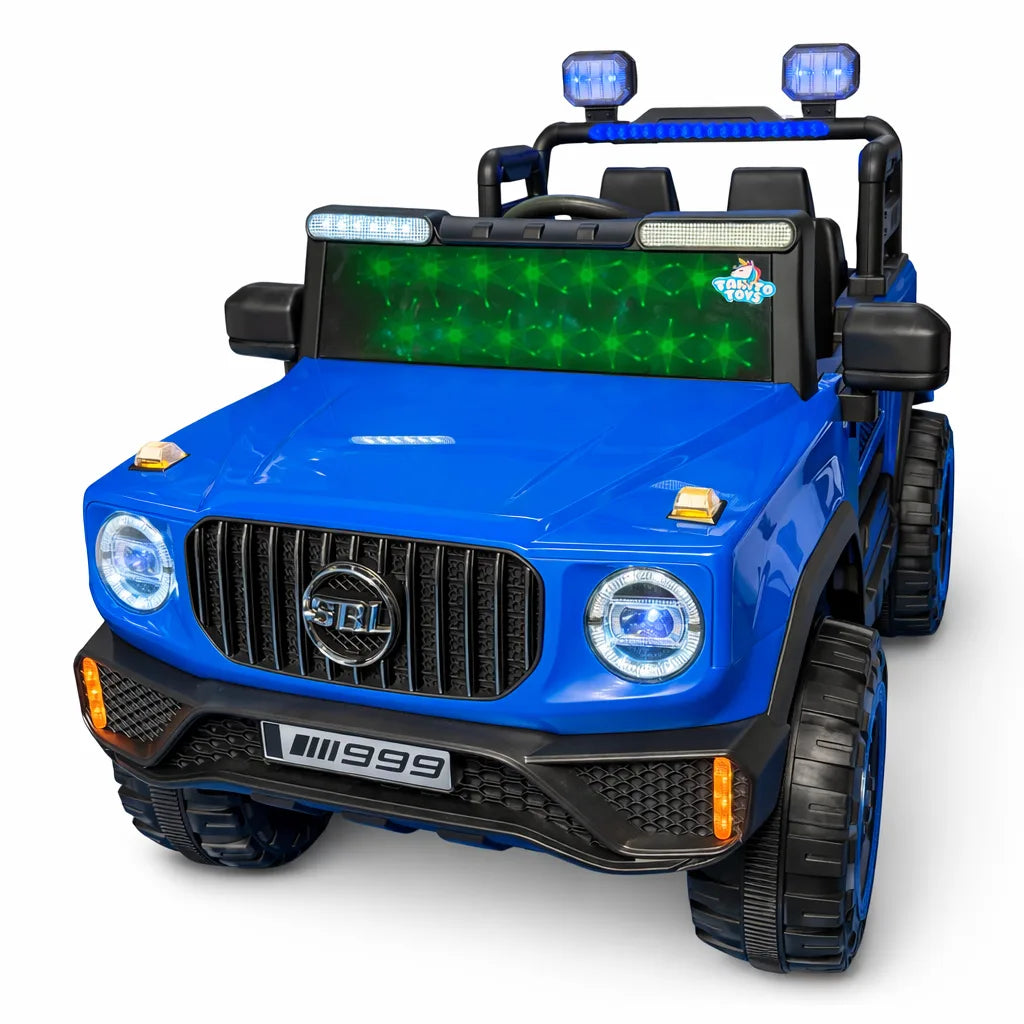 Tahito Toys Jeep Safari toy vehicle with colorful design and detailed exterior, perfect for kids' outdoor adventures.