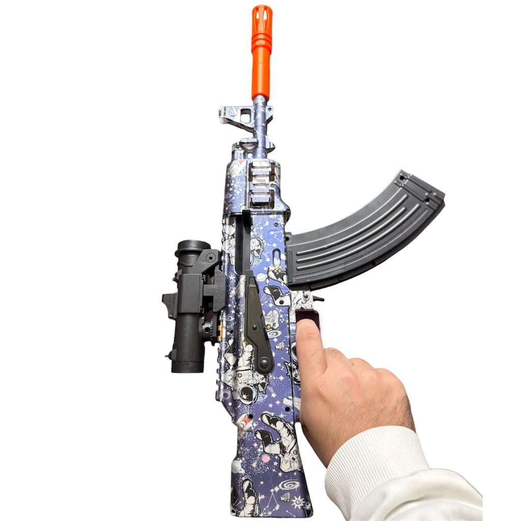 Tahito Toys G380-6C gel blaster with transparent body, showcasing detailed design and vibrant colors for realistic play.