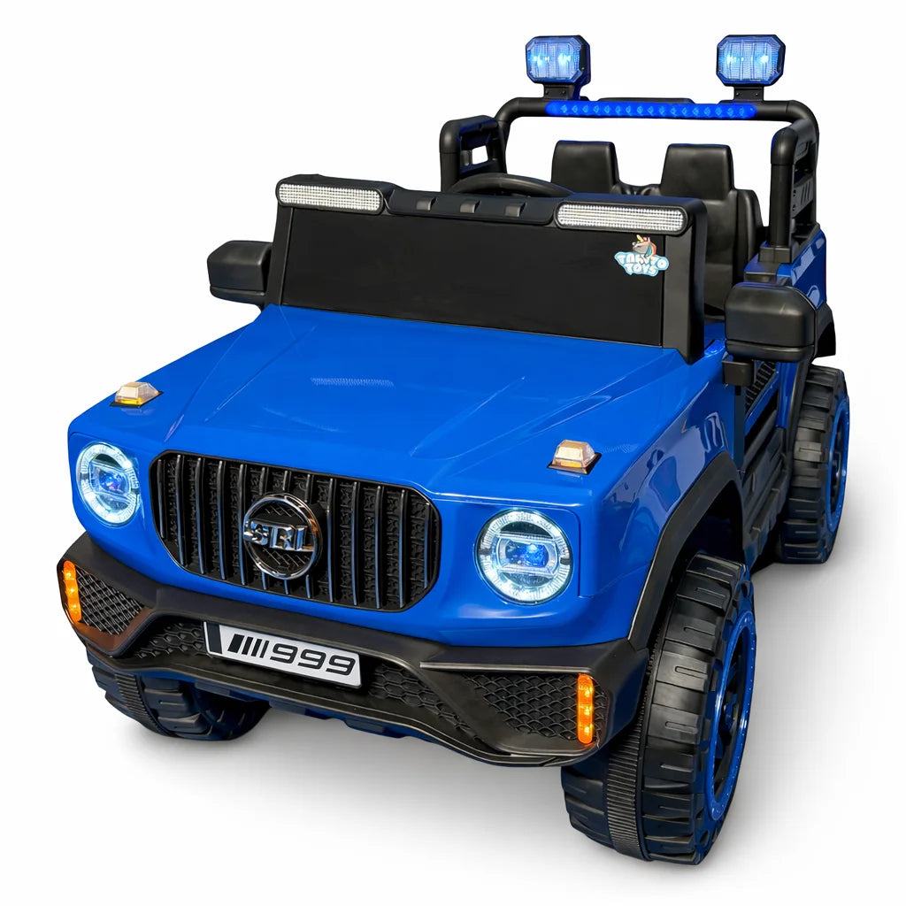 Tahito Toys Jeep Safari toy vehicle in green with detailed exterior and open doors, ideal for kids’ outdoor adventures.