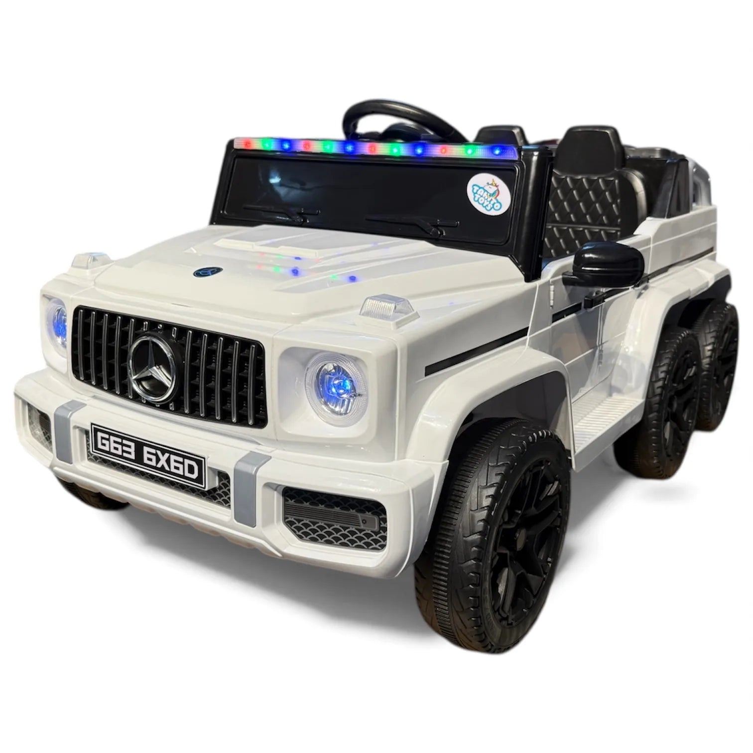 Tahito Toys Mercedes G-Class 6x6 toy vehicle with detailed exterior and large off-road tires, perfect for imaginative play.