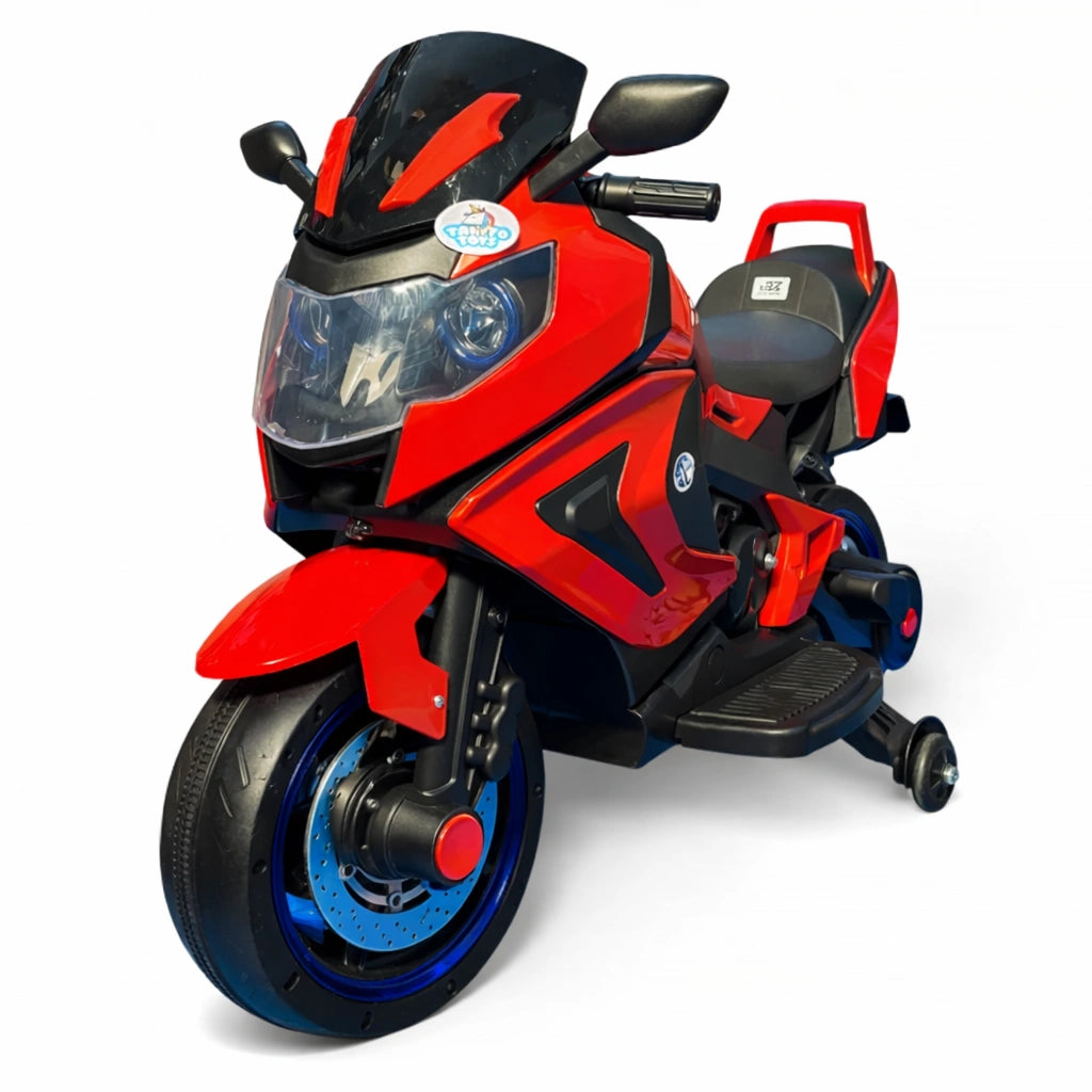 Tahito Toys BMW motorcycle with key, detailed toy bike in black with silver accents and a small key for play or display.