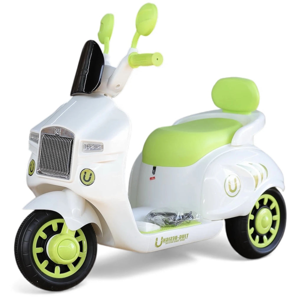 Tahito Toys Vespa Rolls-Royce model, detailed miniature scooter in sleek design with realistic features and shiny finish.
