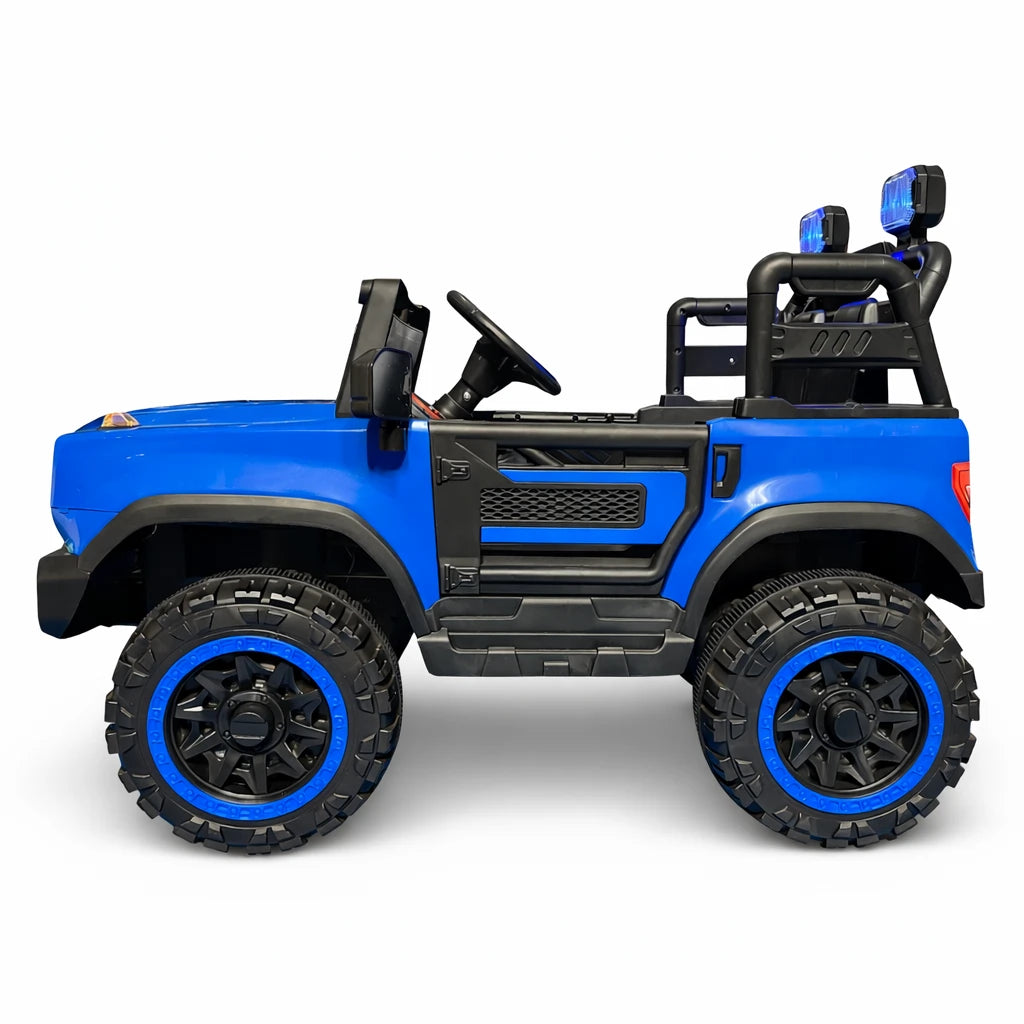 Tahito Toys Jeep Safari toy vehicle in vibrant colors, featuring detailed design and realistic SUV features for imaginative play.