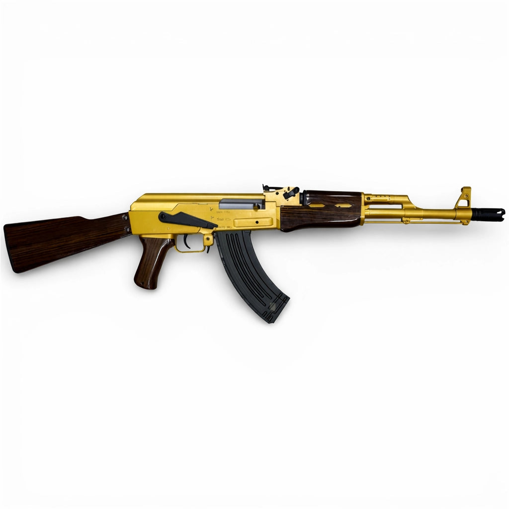 Tahito Toys AK-47 Gel Blaster Gold Edition with realistic design and vibrant gold finish, ideal for outdoor toy shooting fun.