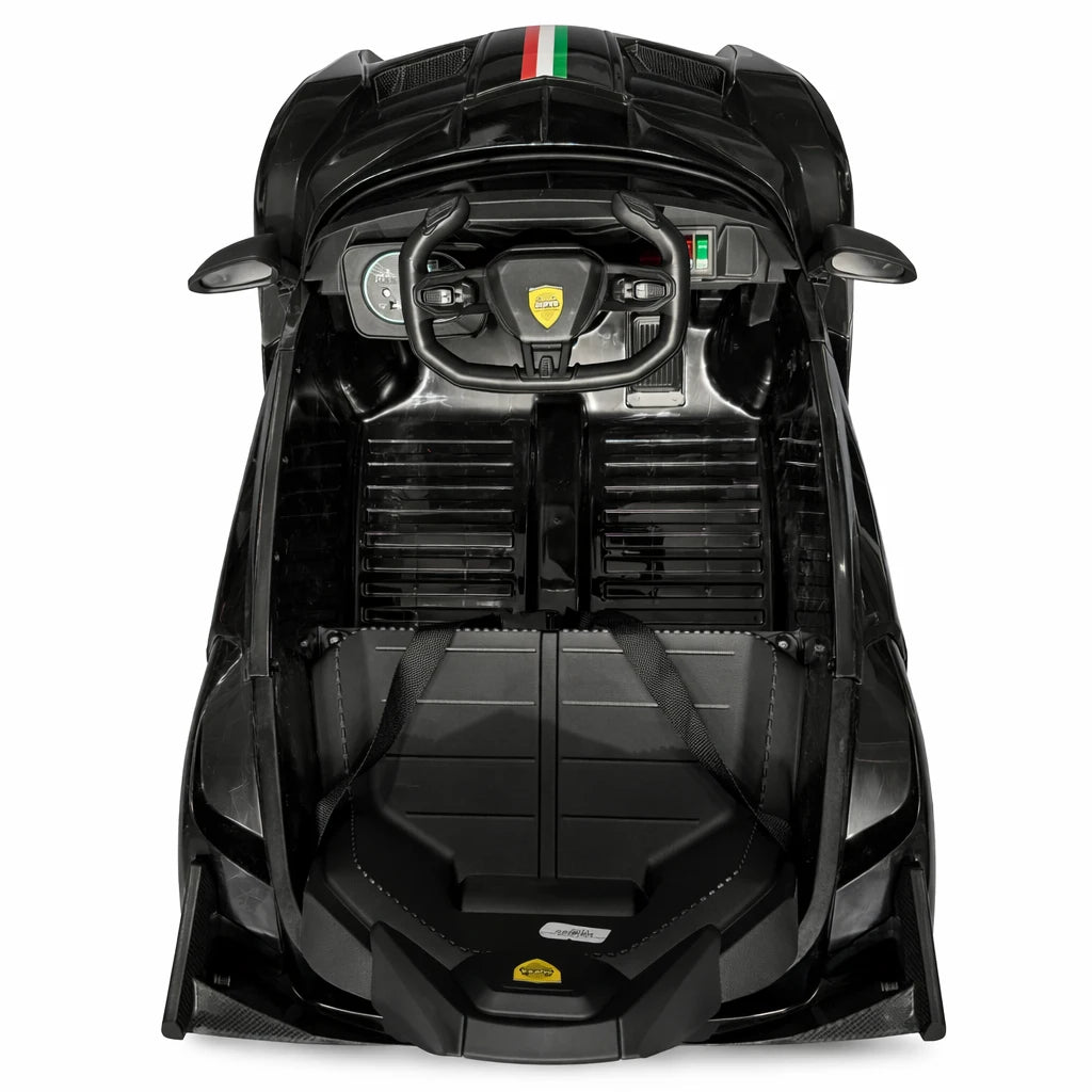 Red Lamborghini Veneno toy car by Tahito Toys with detailed design and sleek aerodynamic features.