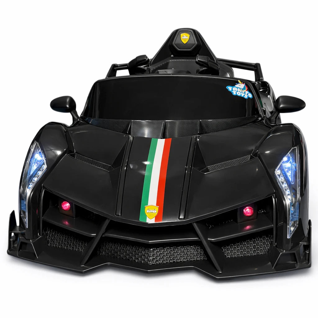 Tahito Toys Lamborghini Veneno diecast model car, detailed silver and black sports car with sleek design and realistic features.