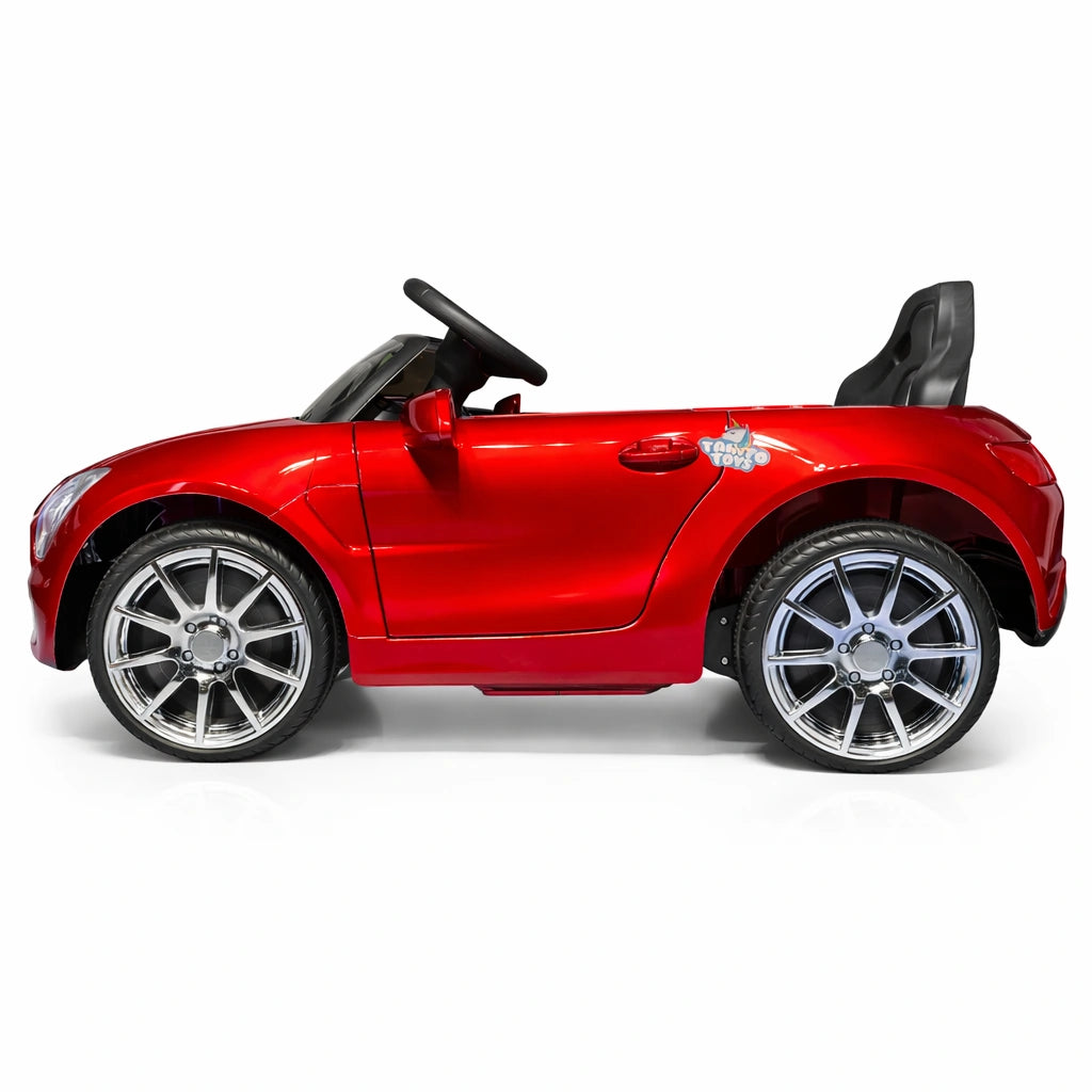 Mini Mercedes C-Class toy car by Tahito Toys, detailed model with black exterior and realistic features.
