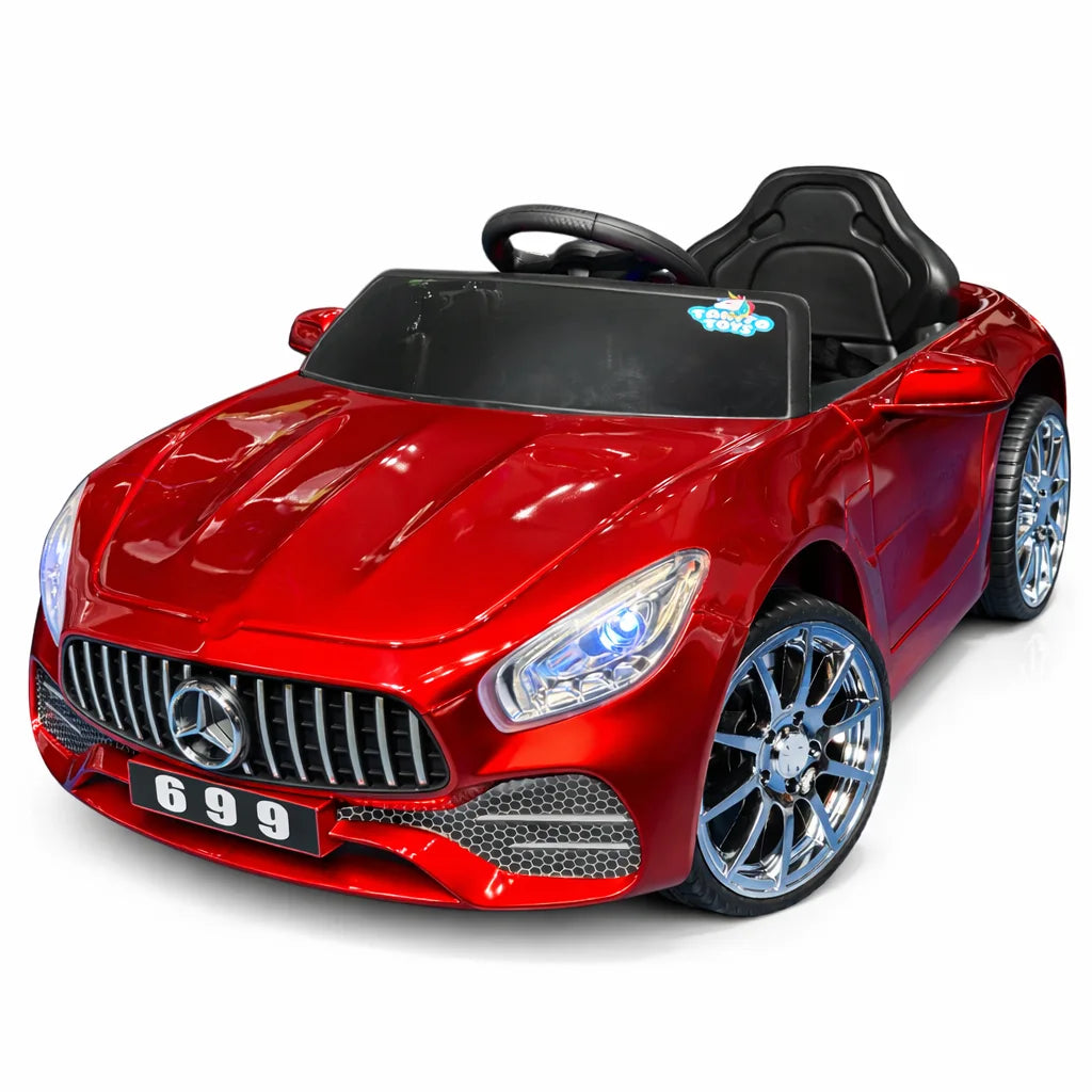 Mini Mercedes C-Class toy car by Tahito Toys, detailed model with realistic features and sleek design.