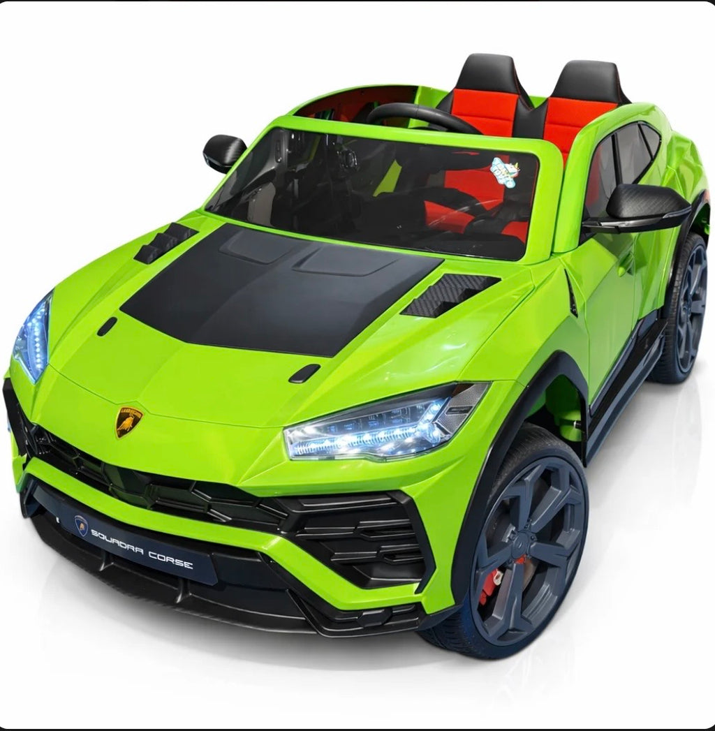 Tahito Toys Lamborghini Urus model car in detailed yellow with black accents, showcasing realistic design and features.