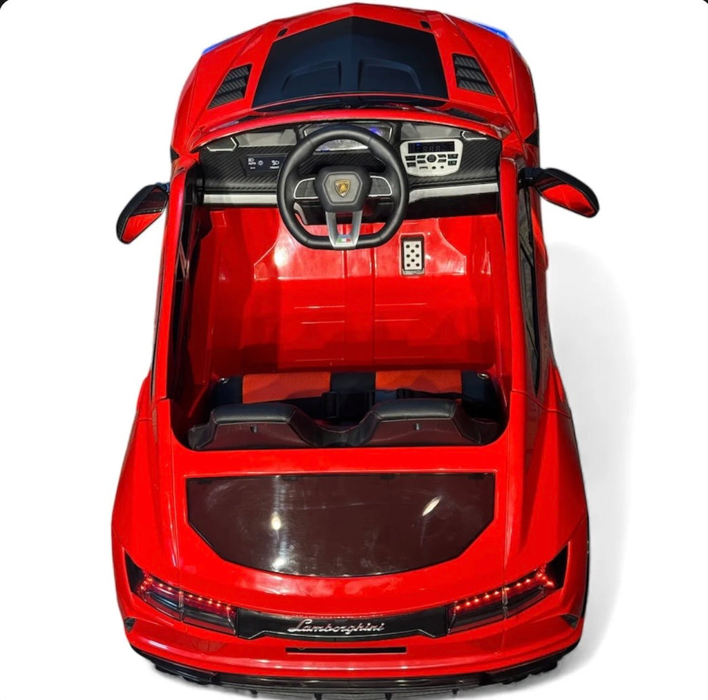 Tahito Toys Lamborghini Urus toy car in red with detailed exterior and realistic design, suitable for children.