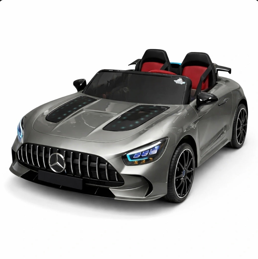 Tahito Toys Mercedes AMG GT diecast model car, detailed miniature in black with silver accents, showcasing realistic design and branding.