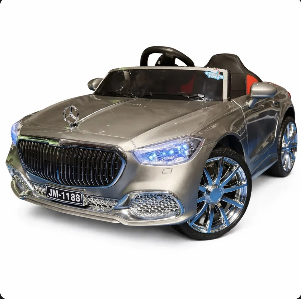 Tahito Toys Mercedes S-Class toy car displayed on a white background, showcasing detailed design and sleek silver finish.