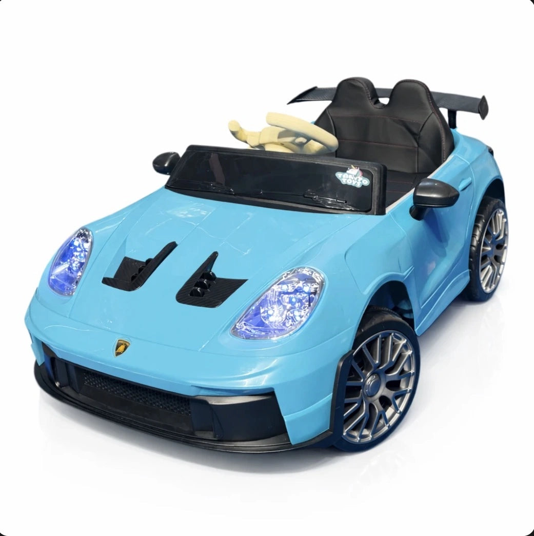 Red Lamborghini toy car by Tahito Toys with detailed exterior design and realistic features, perfect for young car enthusiasts.