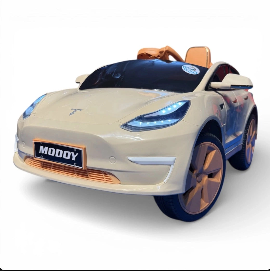 Tahito Toys Tesla toy car with sleek black design and detailed exterior, realistic miniature replica for play and display.