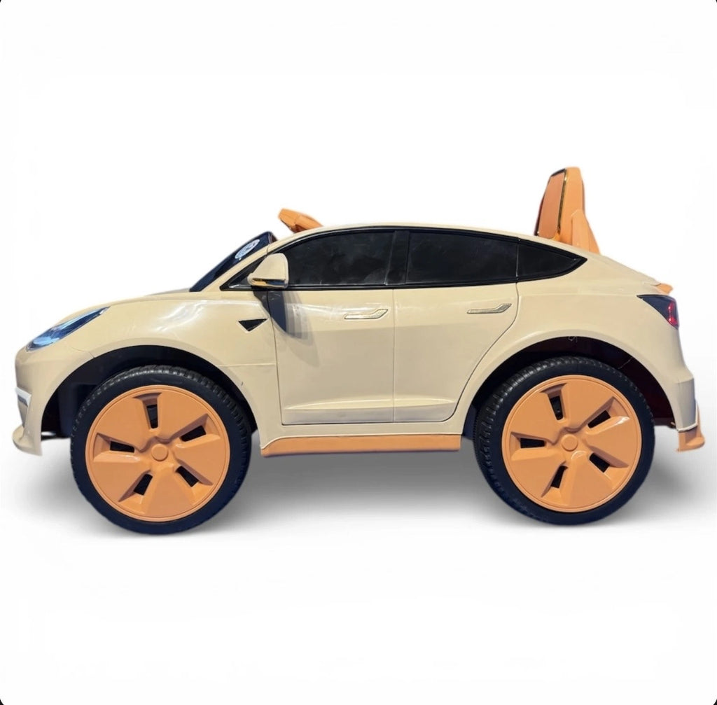 Tahito Toys Tesla toy car in sleek black design, detailed exterior with realistic features and smooth finish.