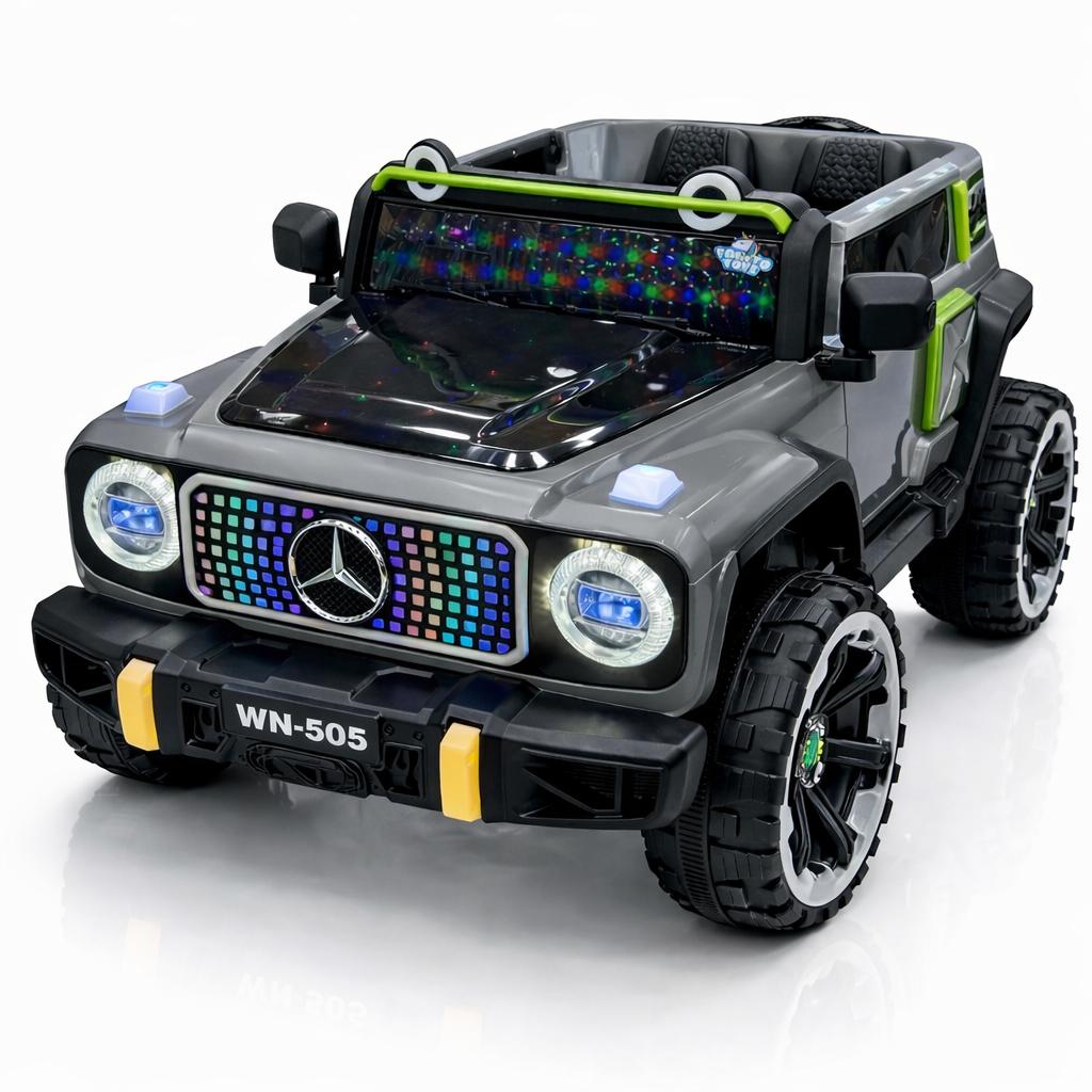 Pink Mercedes Safari Kids Car by Tahito Toys, featuring realistic design and child-sized, detailed exterior with open door.
